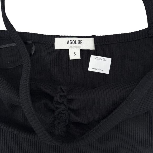 NWT AGOLDE Lola Gathered Front Tank Sz Small Black - Picture 4 of 7